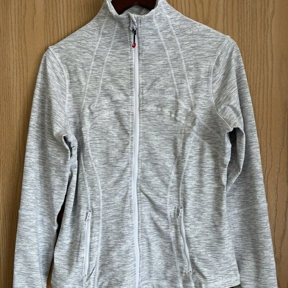 Qualidyne Womens White/Gray Running Yoga~ Slim Fit Full Zip Track Jacket SZ Med. - Picture 1 of 10